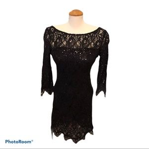 Jax Women's 3/4 Sleeve Sequin Lace Dress sz 8